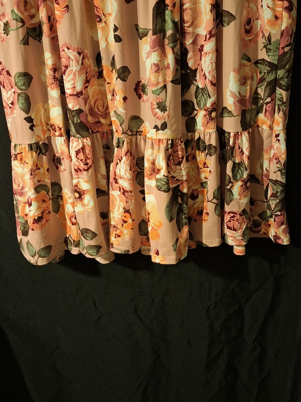 Peach Floral Tiered Casual Dress.